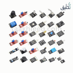 37-in-1 sensor kit contents in professional organizer case – temperature, ultrasonic, IR, flame sensors